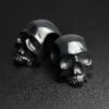 3D Skull Black PVD Saddle Ear Weight Hanger -Stretch It Body Jewellery 3d skull black pvd saddle ear weight hanger