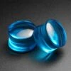 Aqua Glass Double Flare Convex Plug -Stretch It Body Jewellery Aqua Glass Convex Plug