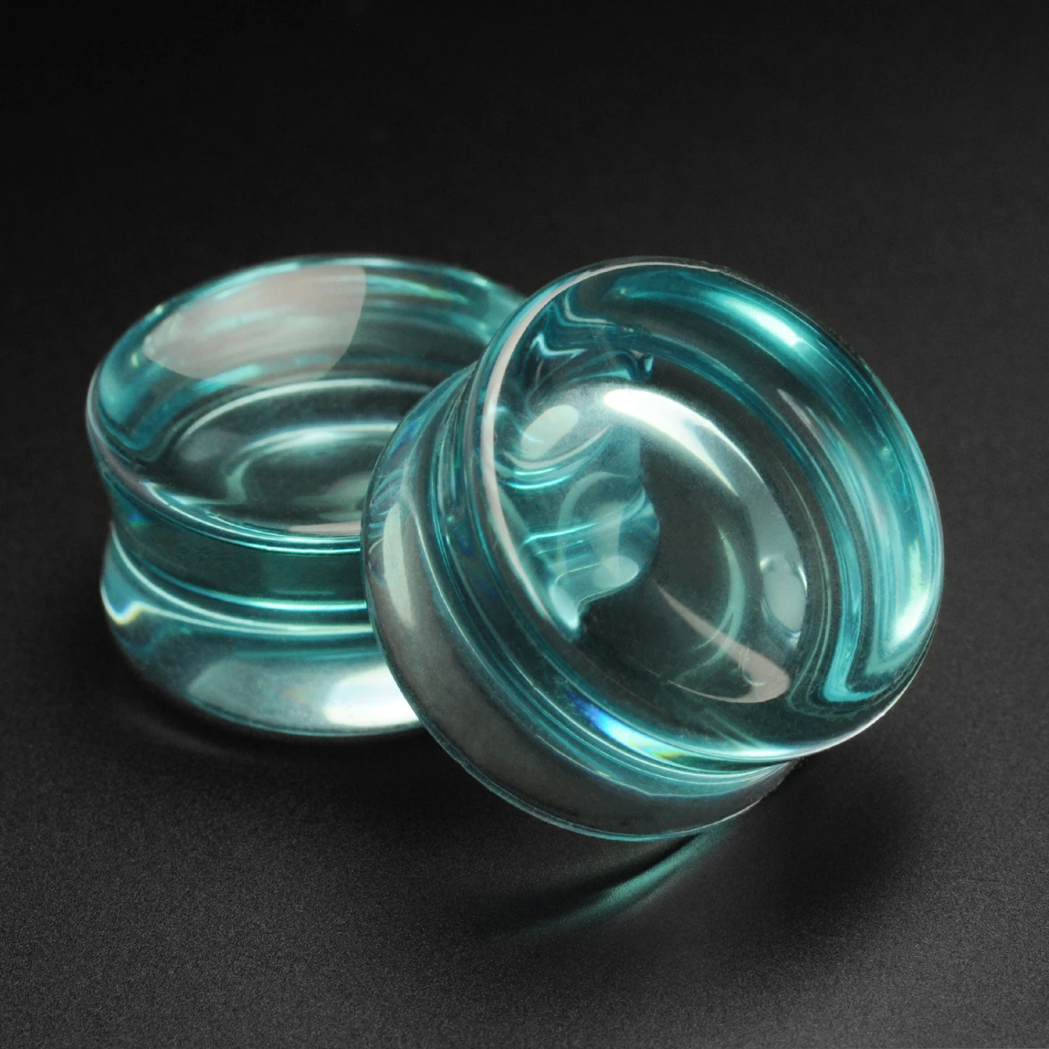 Aqua Glass Double Flare Concave Plug 3 Aqua Glass Double Flare Concave Plug