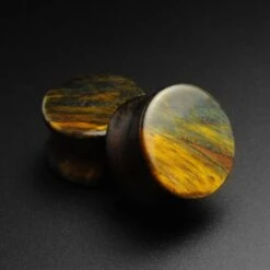 Blue Tiger's Eye Double Flare Plug