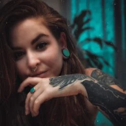 Sono Wood Double Flare Plug With Crushed Turquoise Inlay -Stretch It Body Jewellery DA7B11D5 DBE2 43CA B20B 69FC6A6F17FA