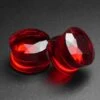 Faceted Red Glass Double Flare Plug -Stretch It Body Jewellery Faceted Red Ruby Plug