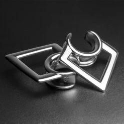 Geometric Diamond Hanger Surgical Steel Saddle Ear Weight