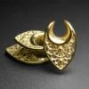 Gold PVD Regal Shield Saddle Ear Weight 1 Gold PVD Regal Shield Saddle Ear Weight -Stretch It Body Jewellery Gold PVD Shield Ear Weight