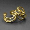 14K Gold Plated Double Looped 925 Silver Ear Cuff -Stretch It Body Jewellery Gold Plated Double Looped Ear Cuff