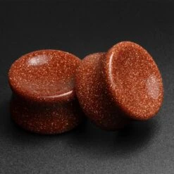 Gold Sandstone Double Flare Concave Stone Plug