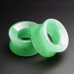 Green Aventurine Double Flare Concave Stone Tunnel