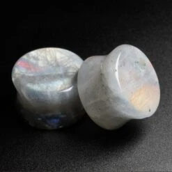 Grey Labradorite Double Flare Stone Plug