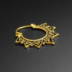 Hearts & Dots Tribal Brass Mini Plug Hoops