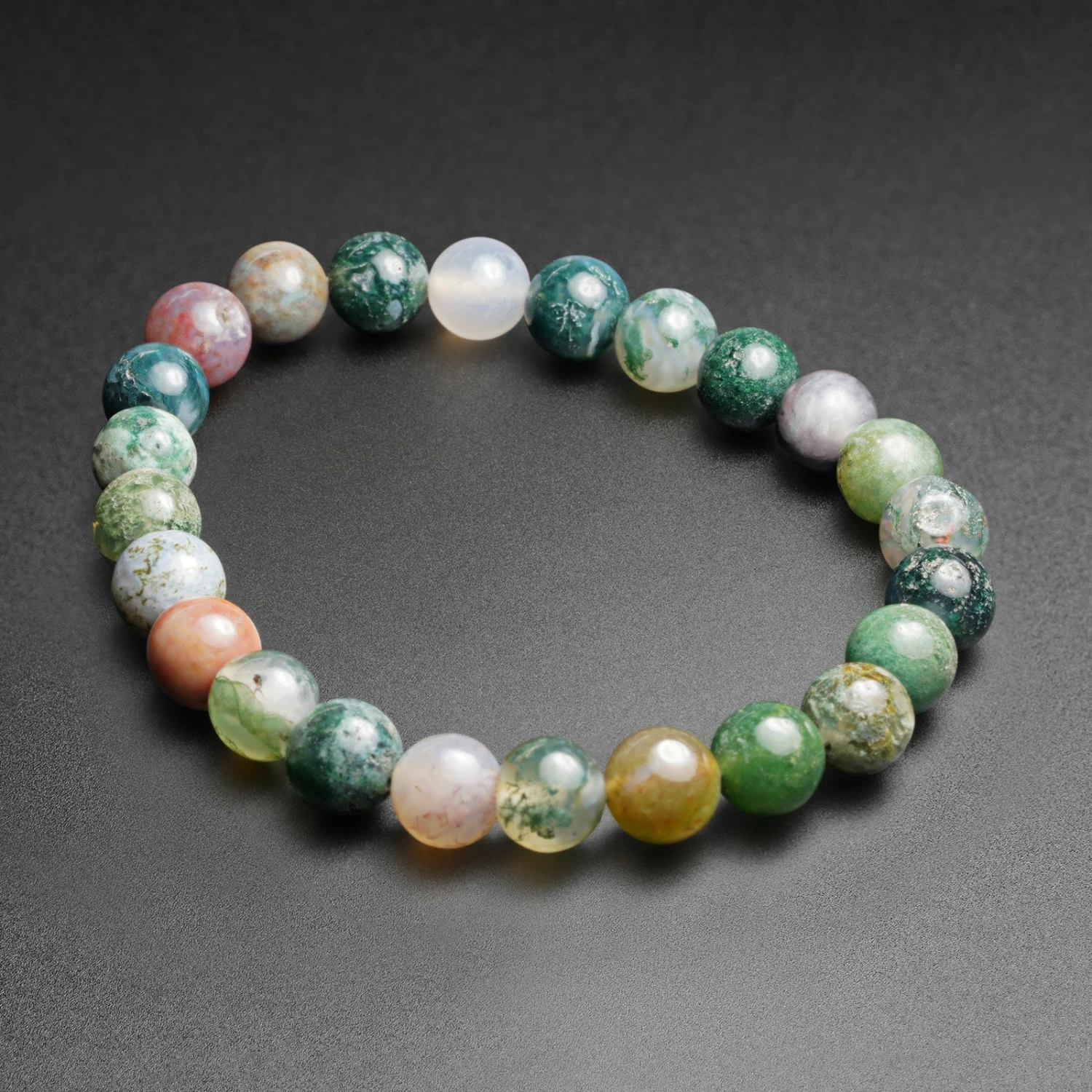 Indian Agate Bead Stone Stretch Bracelet 3 Indian Agate Bead Stone Stretch Bracelet
