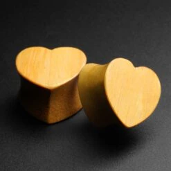Jackfruit Wood Heart Shaped Double Flare Plug