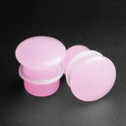 Pink Glass Single Flare Convex Plug