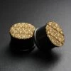 Areng Wood Double Flare Plug With Laser Engraved Gold Regal Pattern -Stretch It Body Jewellery NEW Areng Wood Cross Pattern