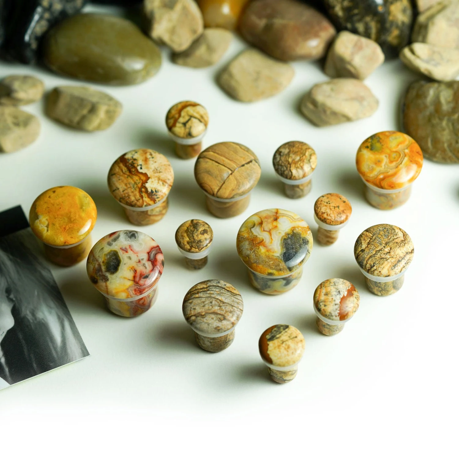 Picture Jasper Single Flare Convex Stone Plug 4 Picture Jasper Single Flare Convex Stone Plug - Image 2