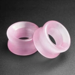 Pink Cat's Eye Glass Double Flare Concave Tunnel