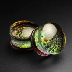 Purple Galaxy Swirl Glass Double Flare Plug