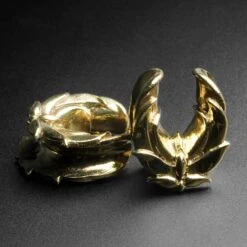 Lotus Flower Brass Saddle Plug Ear Weight