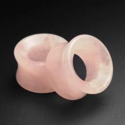 Rose Quartz Double Flare Concave Stone Tunnel