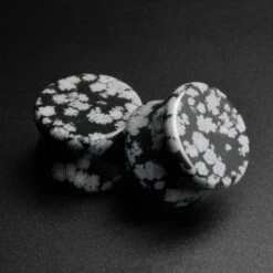 Snowflake Obsidian Double Flare Stone Plug