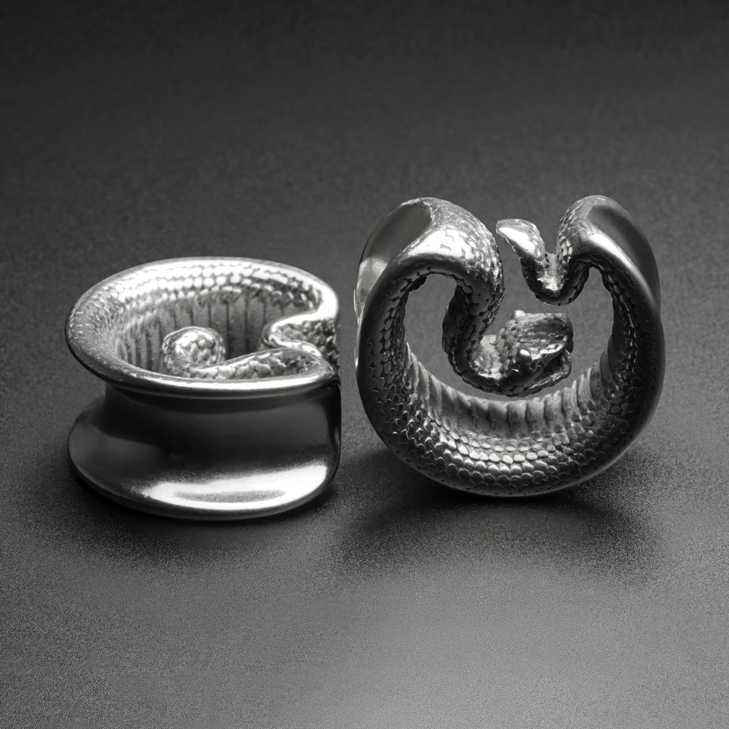 Snake Surgical Steel Saddle Plug Ear Weight 3 Snake Surgical Steel Saddle Plug Ear Weight