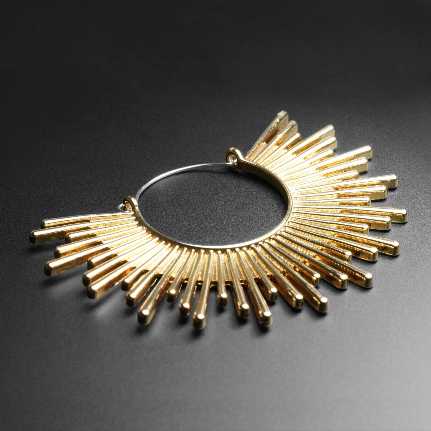 Gold Plated Sunbeam Plug Hoops 2 Gold Plated Sunbeam Plug Hoops