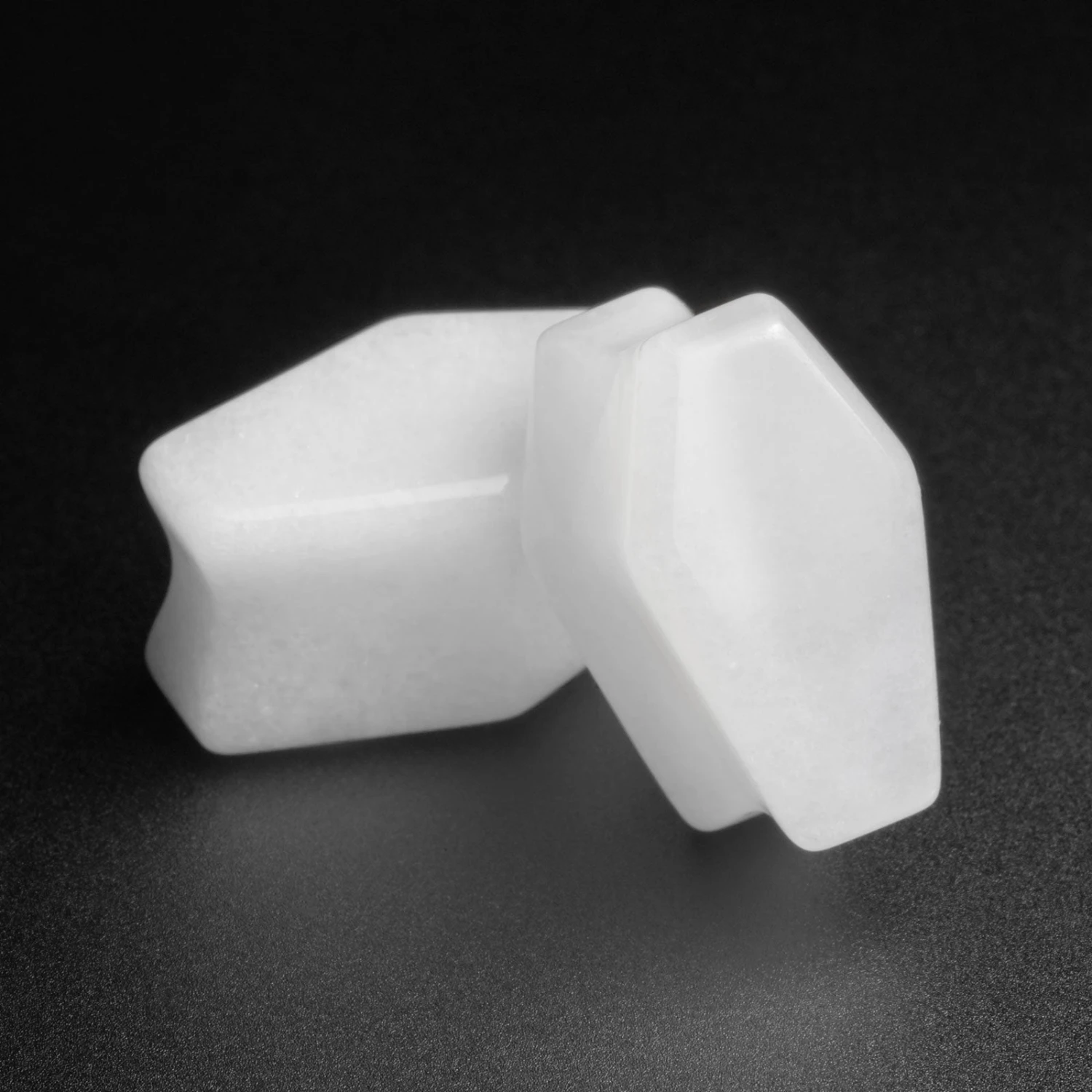 White Jade Double Flare Coffin Stone Plug 3 White Jade Double Flare Coffin Stone Plug