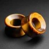 Yellow Tiger's Eye Double Flare Concave Stone Tunnel