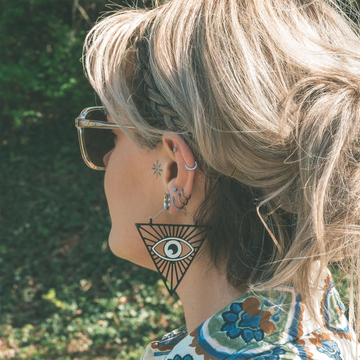 All-Seeing Eye Black Soft Touch Plug Hoops 4 All-Seeing Eye Black Soft Touch Plug Hoops - Image 2