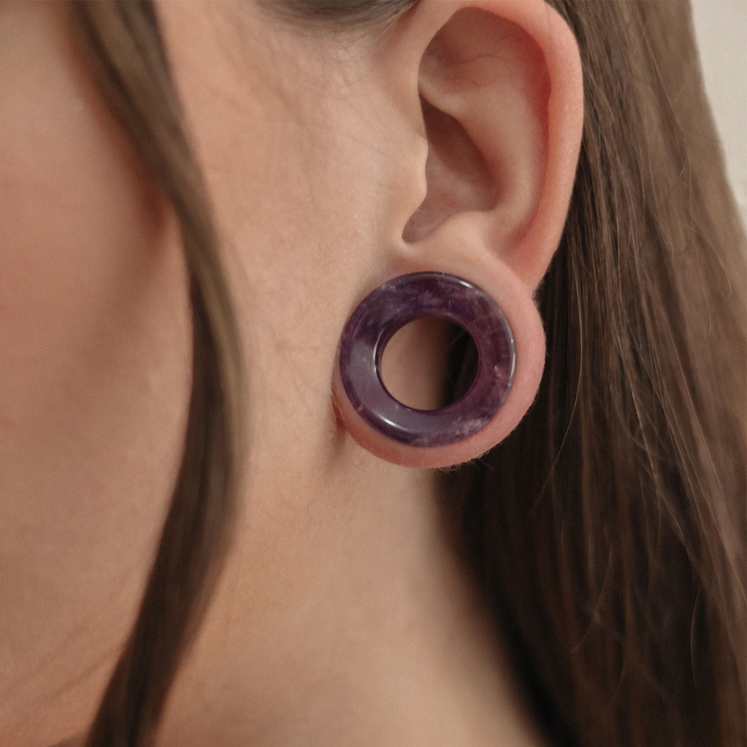 Amethyst Double Flare Concave Stone Tunnel 6 Amethyst Double Flare Concave Stone Tunnel - Image 4