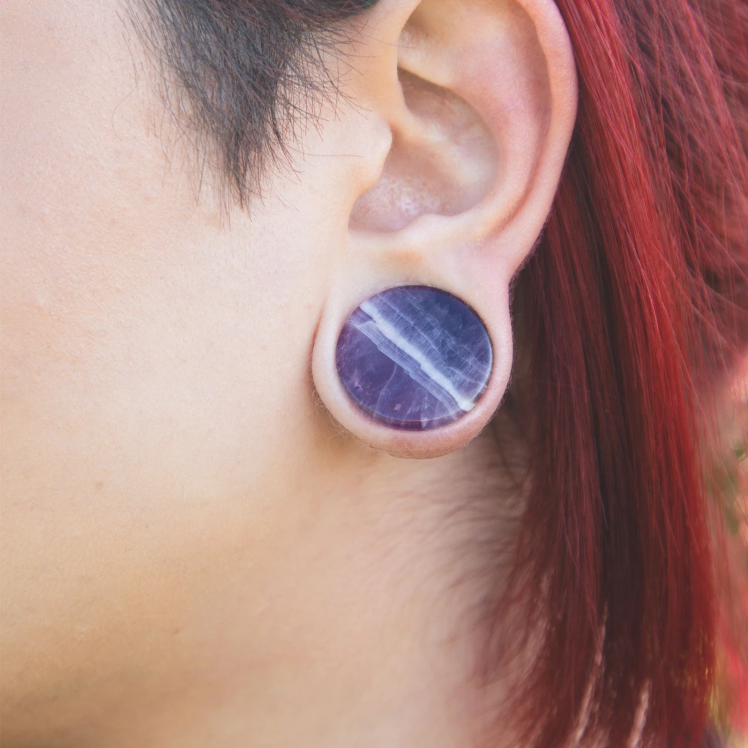 Amethyst Double Flare Stone Plug 5 Amethyst Double Flare Stone Plug - Image 3