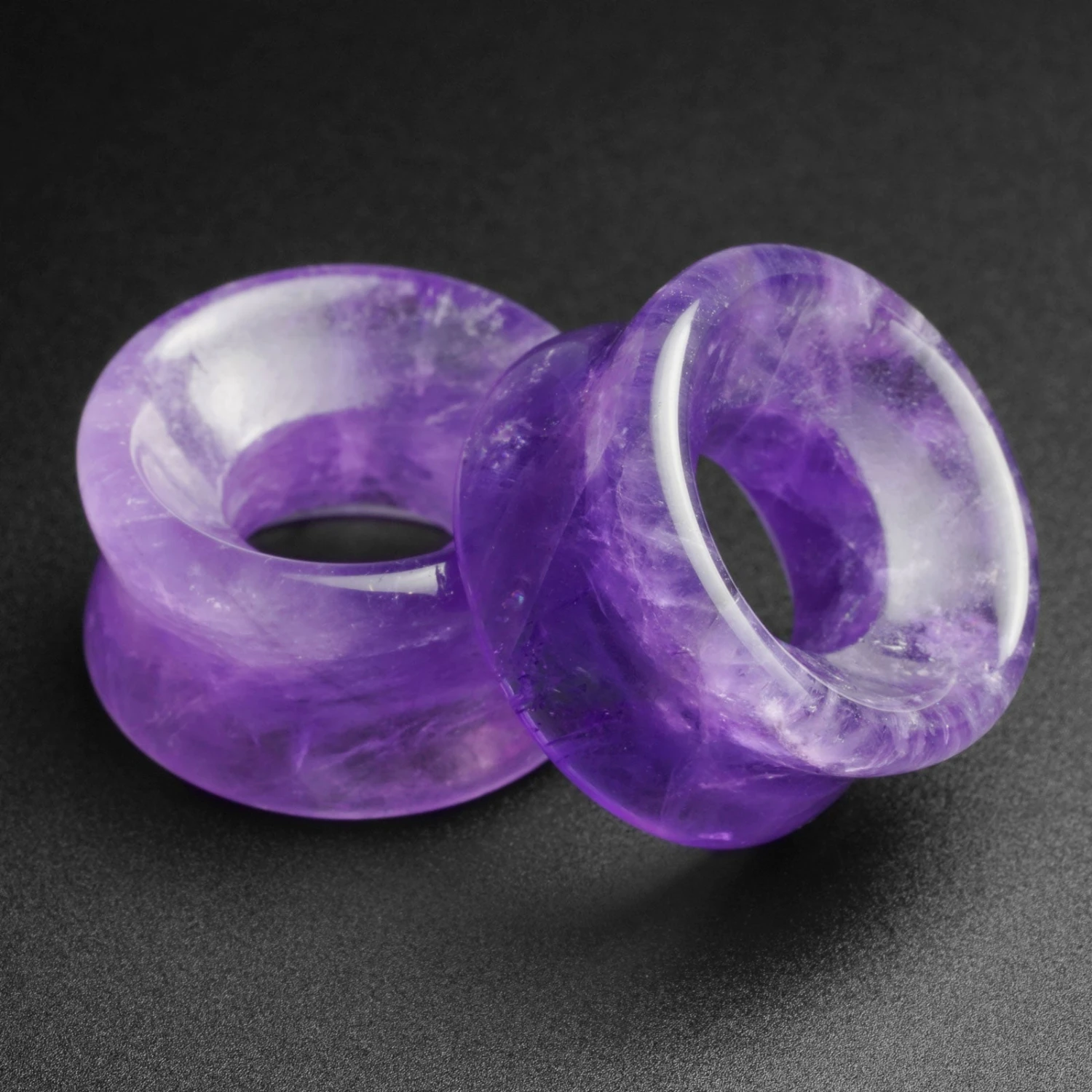 Amethyst Double Flare Concave Stone Tunnel 3 Amethyst Double Flare Concave Stone Tunnel