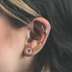 Angel Wing Brass Ear Climber -Stretch It Body Jewellery angel wing brass ear climber model shot