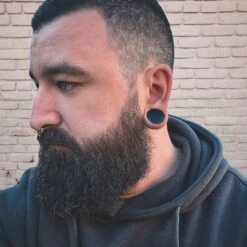 Areng Wood Double Flare Convex Plug -Stretch It Body Jewellery areng wood double flare convex plug model shot two