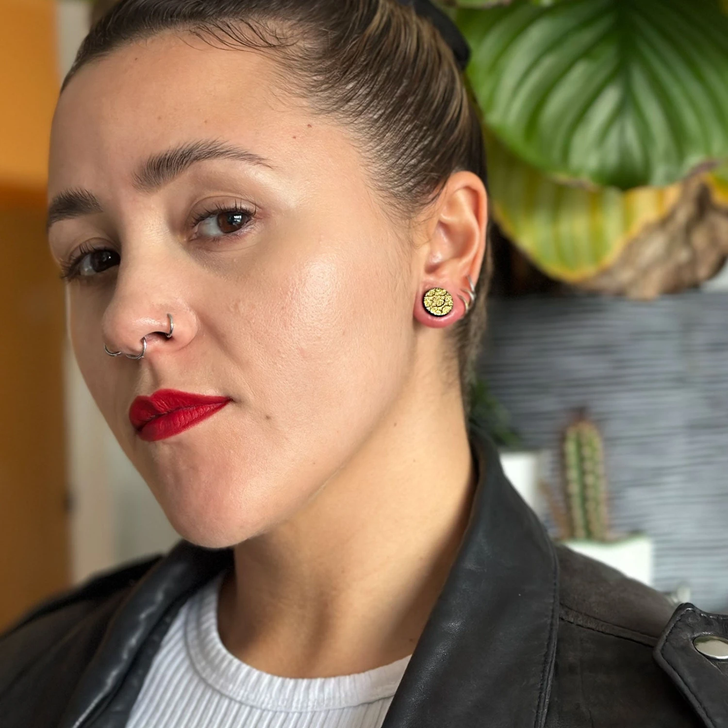 Areng Wood Double Flare Plug With Laser Engraved Gold Regal Pattern 4 Areng Wood Double Flare Plug With Laser Engraved Gold Regal Pattern - Image 2