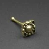Beaded Flower Brass Nose Stud (Nose Bone) -Stretch It Body Jewellery beaded flower brass nose stud