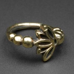 Beaded Lotus Flower Brass Seamless Nose Ring
