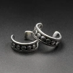 Beads & Dots White Brass Ear Cuff