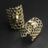 Bee & Honeycomb Brass Ear Cuff -Stretch It Body Jewellery bee honeycomb brass ear cuff