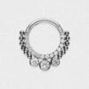 Bejewelled Dot Titanium Septum Clicker With Triple CZ Drop