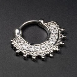 Bejewelled Multi Trinity Dot White Gold Plated Brass & Titanium Septum Clicker