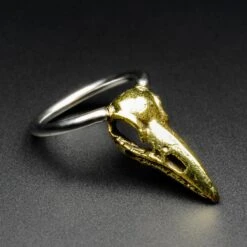 Bird Skull Brass & Surgical Steel BCR Ball Closure Ring