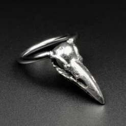 Bird Skull White Brass & Surgical Steel BCR Ball Closure Ring