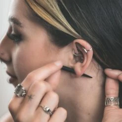 Black Acrylic Taper 10 Black Acrylic Taper -Stretch It Body Jewellery black acrylic taper model shot three