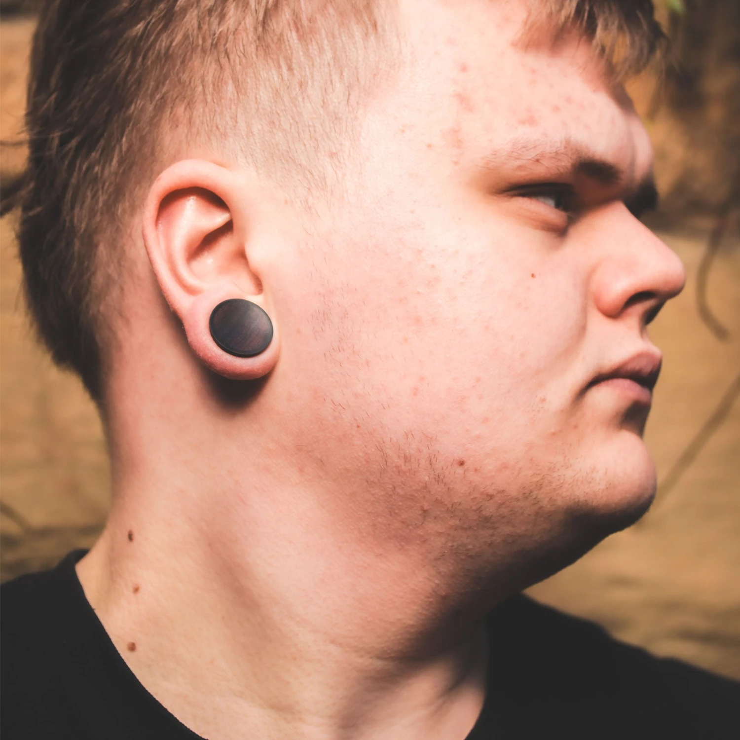 Black Areng Wood Double Flare Concave Plug With Sono Wood Inlay 4 Black Areng Wood Double Flare Concave Plug With Sono Wood Inlay - Image 2