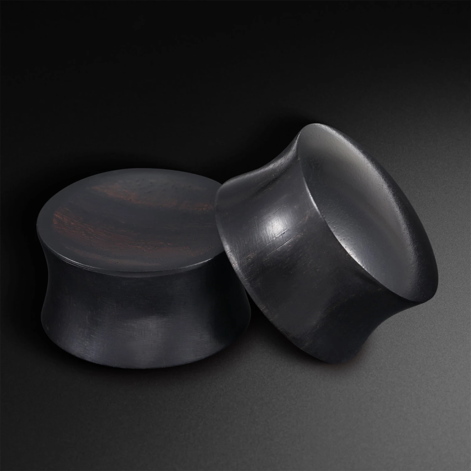 Black Areng Wood Double Flare Concave Plug With Sono Wood Inlay 3 Black Areng Wood Double Flare Concave Plug With Sono Wood Inlay