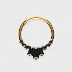 Black Bejewelled Gold PVD Titanium Septum Clicker