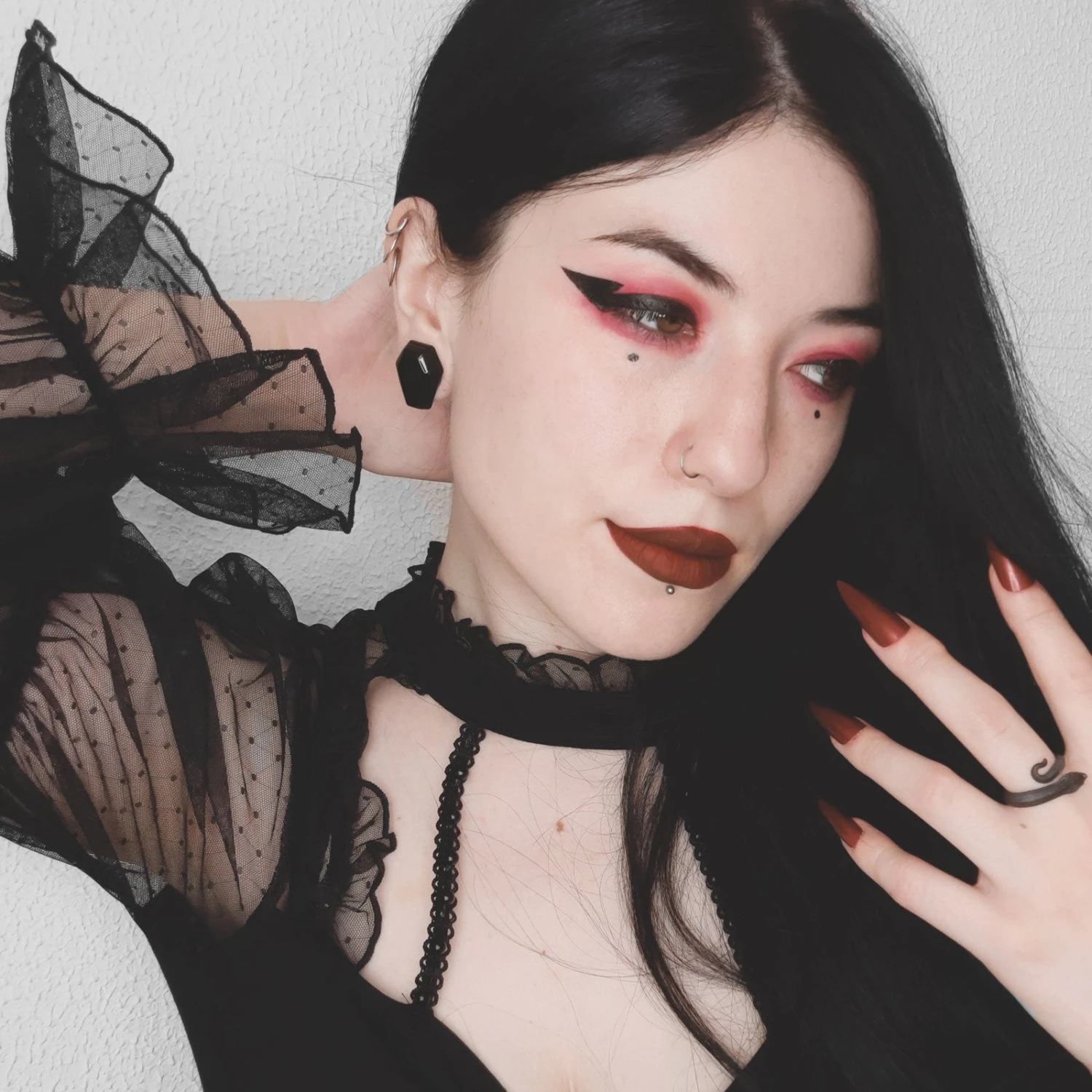 Black Coffin Faced Glass Double Flare Plug 4 Black Coffin Faced Glass Double Flare Plug - Image 2