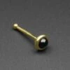 Black Onyx Brass Nose Stud (Nose Bone) -Stretch It Body Jewellery black onyx brass nose stud