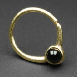 Black Onyx & Brass Seamless Septum Ring