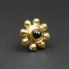 Black Onyx Dot Flower 18k Gold Plated Threadless Top -Stretch It Body Jewellery black onyx dot flower 18k gold plated threadless top